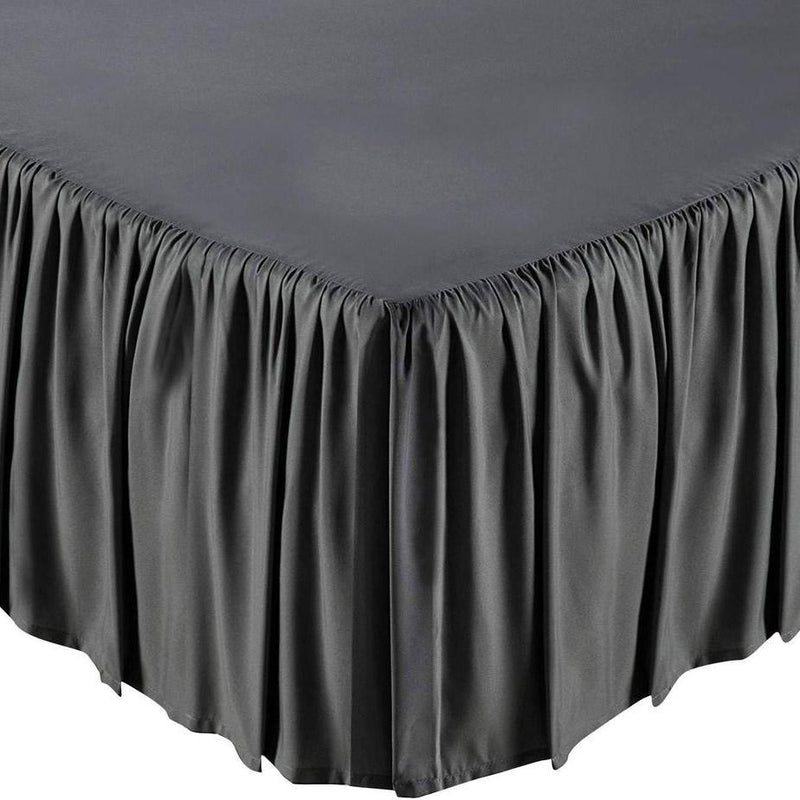 Solid Color Bed Skirt - Assorted Styles Linen & Bedding Full Gray Ruffle - DailySale