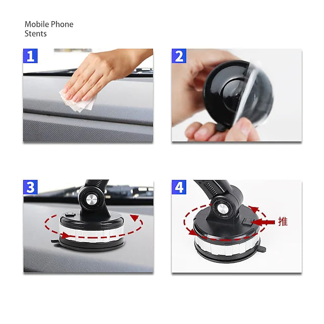 Solid & Durable Car Phone Holder Mount for Dashboard Windshield Long Arm Strong Suction Cell Phone Car Mount Automotive - DailySale