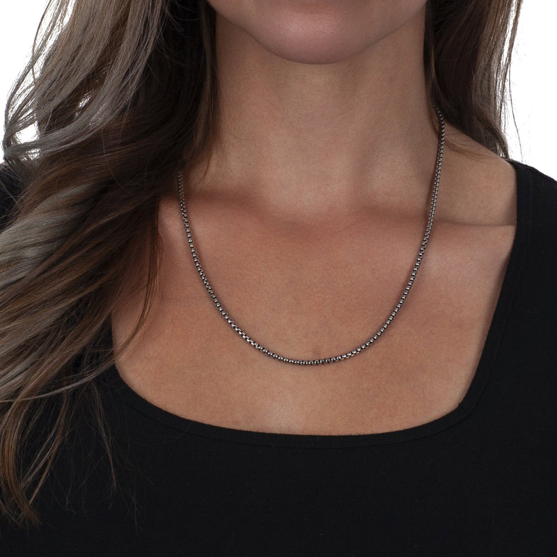 Solid Round Box Chain Necklace - Oxidized Antique Finish Necklaces - DailySale