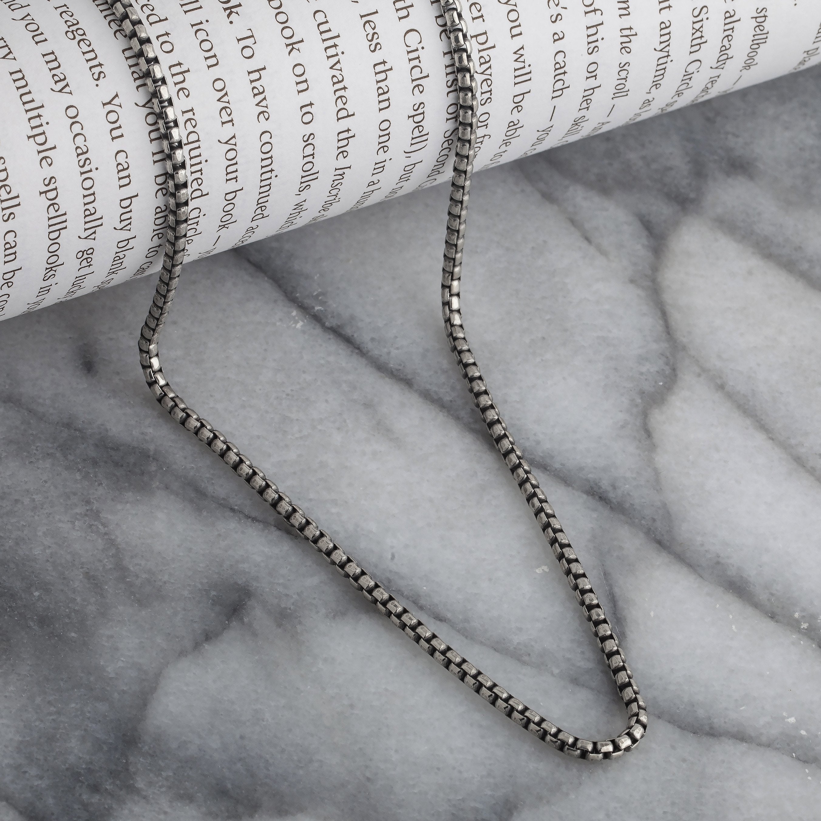 Solid Round Box Chain Necklace - Oxidized Antique Finish Necklaces - DailySale