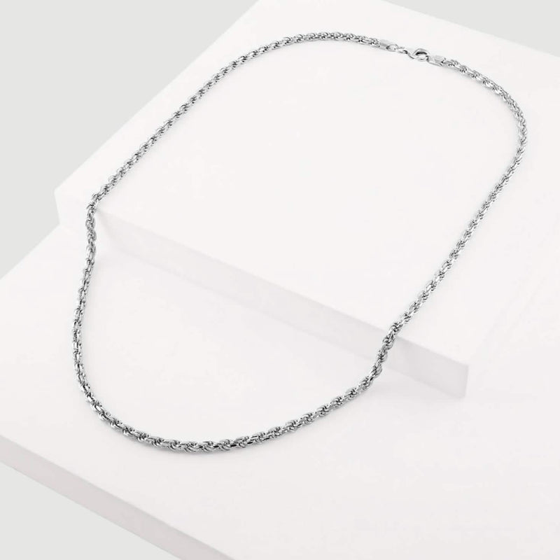 Solid Sterling Silver 3.5MM Rope Link Chain Necklaces 16" - DailySale