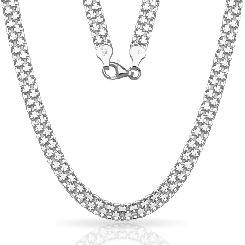 Solid Sterling Silver Bismark Link Chain Necklacce Necklaces 16" - DailySale