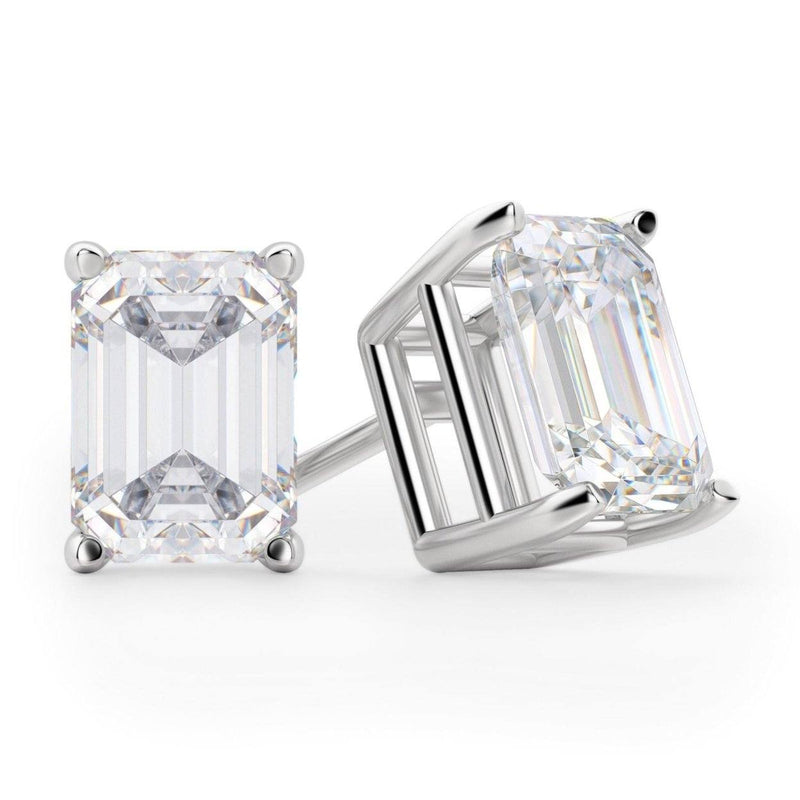 Solid Sterling Silver Emerald Cut Studs Jewelry - DailySale