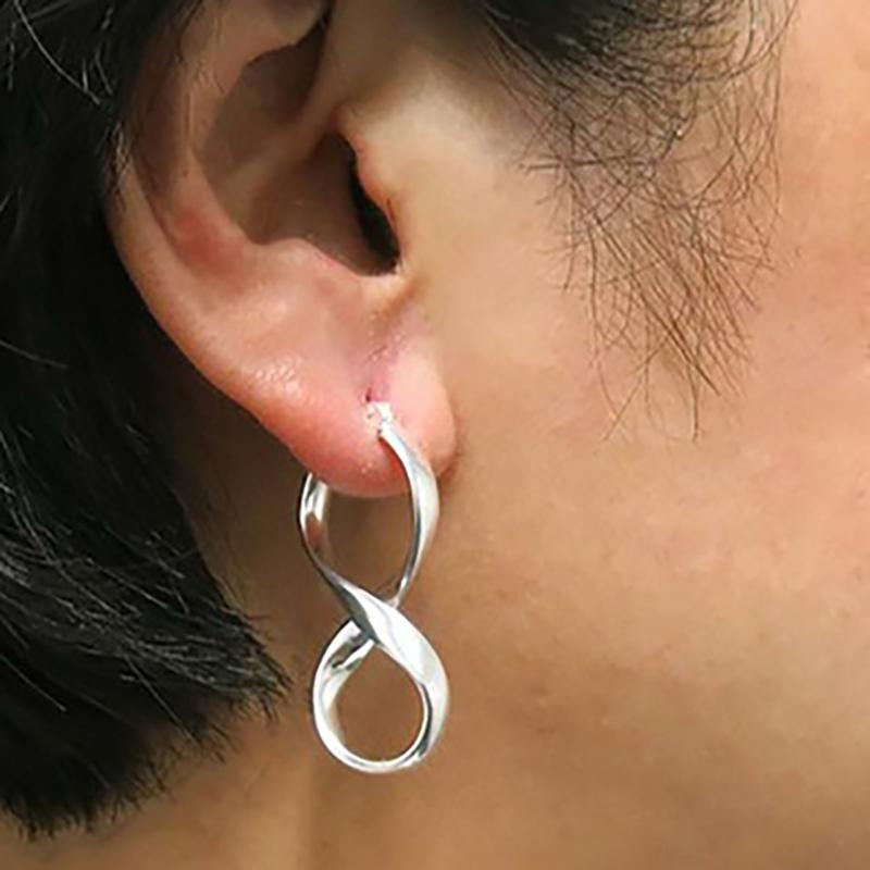 Sterling Silver Duo Click In Hoop Earring Set - Silver