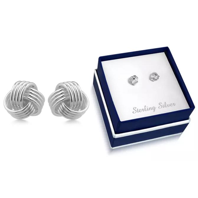 Solid Sterling Silver Love Knot Stud Earrings Earrings - DailySale