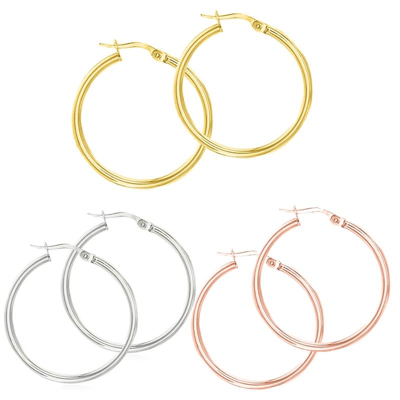Solid Sterling Silver Plain French Lock Hoops Jewelry - DailySale