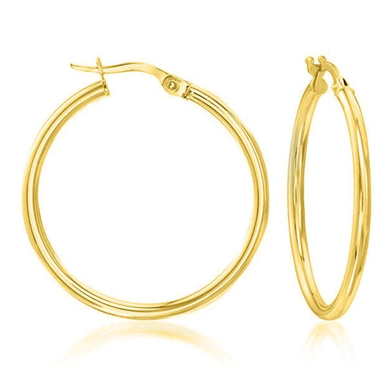 Solid Sterling Silver Plain French Lock Hoops Jewelry Gold - DailySale