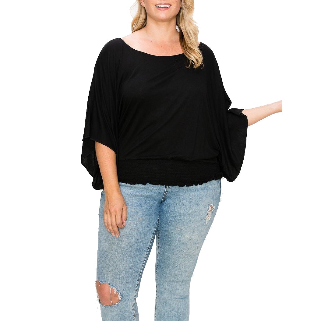 Solid Top Featuring Flattering Wide Sleeves Women's Tops - DailySale