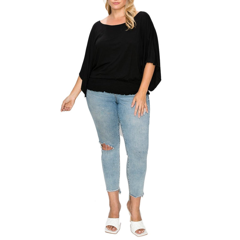 Solid Top Featuring Flattering Wide Sleeves Women's Tops - DailySale