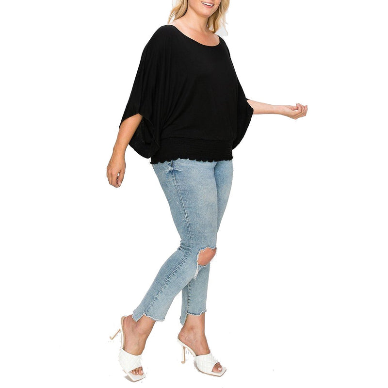 Solid Top Featuring Flattering Wide Sleeves Women's Tops - DailySale