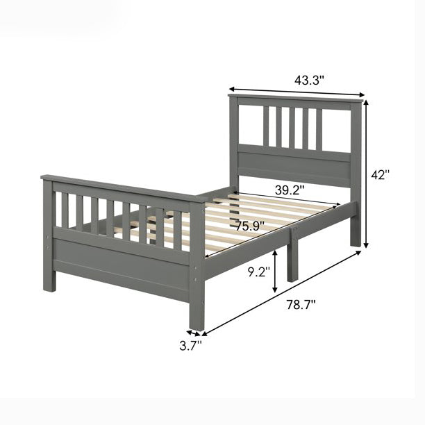Solid Wood Platform Bed and Kids Room Headboard Furniture & Decor - DailySale