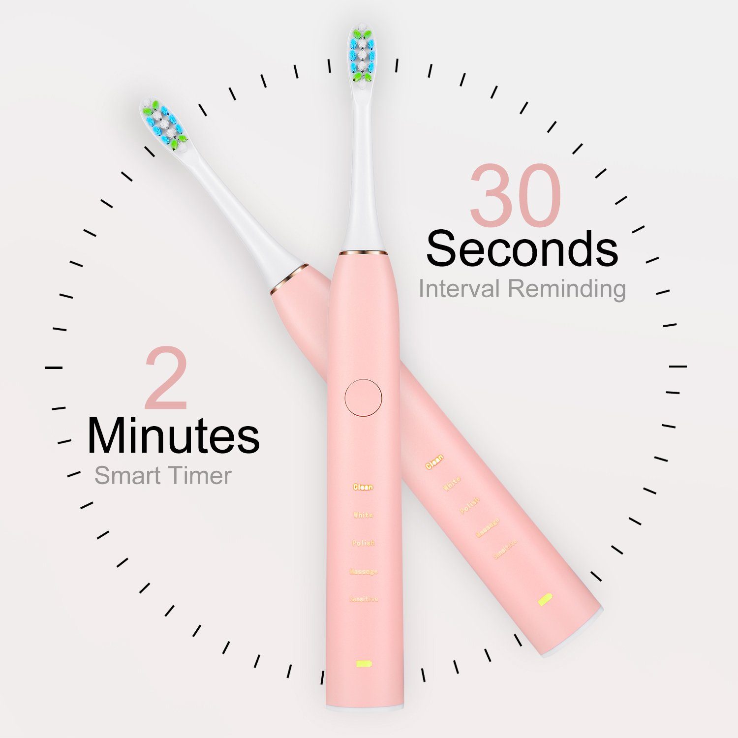 Sonic Electric Toothbrush For Adults Magnetic Charging Waterproof IPX7 Replacement Heads Set Beauty & Personal Care - DailySale