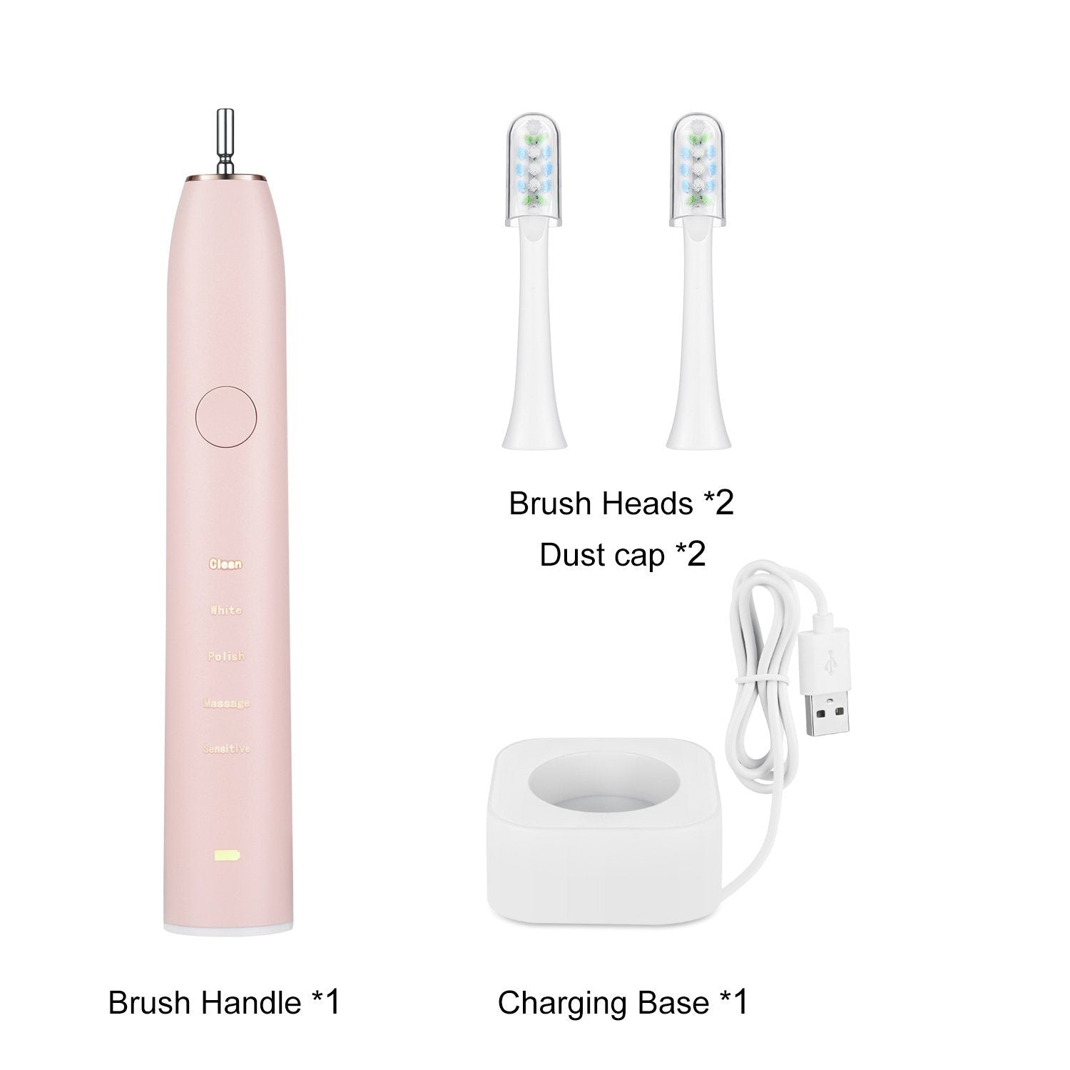 Sonic Electric Toothbrush For Adults Magnetic Charging Waterproof IPX7 Replacement Heads Set Beauty & Personal Care - DailySale