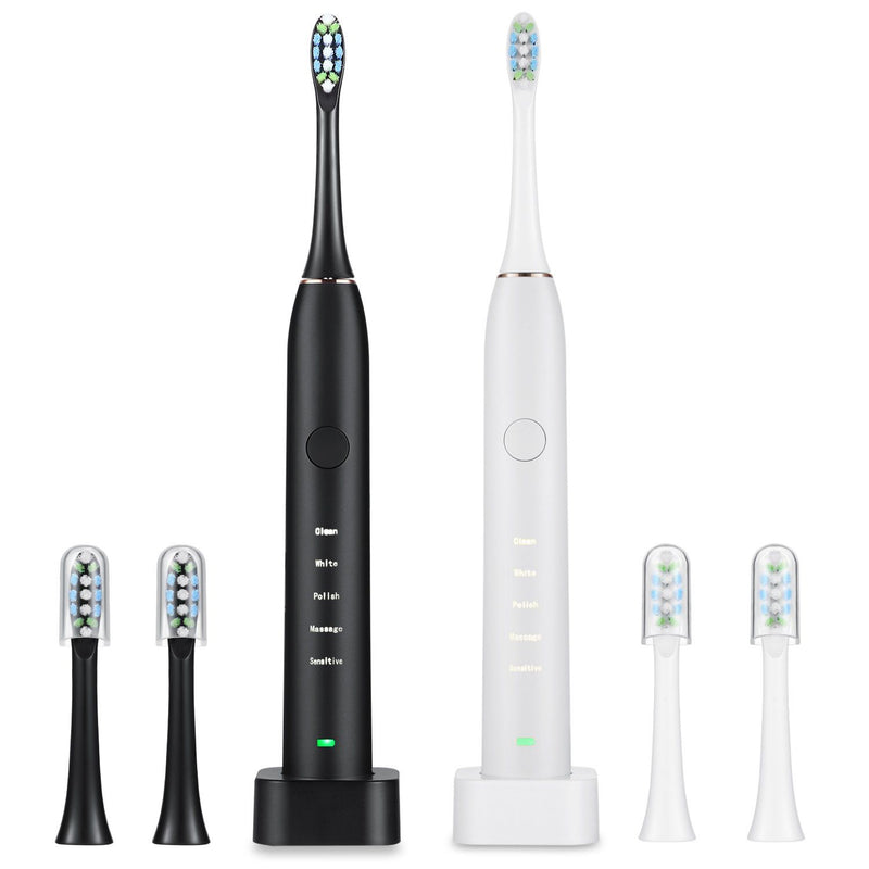 Sonic Electric Toothbrush For Adults Magnetic Charging Waterproof IPX7 Replacement Heads Set Beauty & Personal Care - DailySale