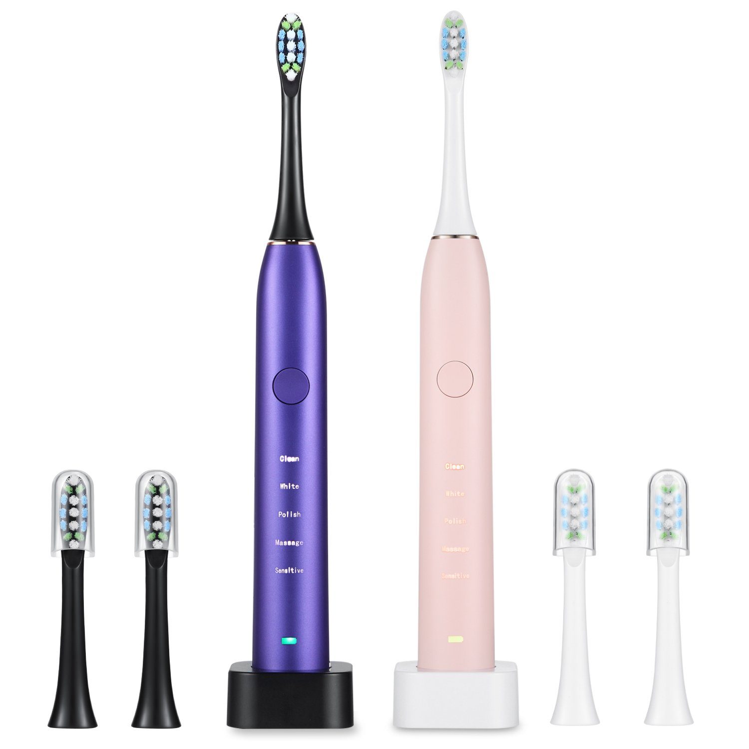 Sonic Electric Toothbrush For Adults Magnetic Charging Waterproof IPX7 Replacement Heads Set Beauty & Personal Care - DailySale