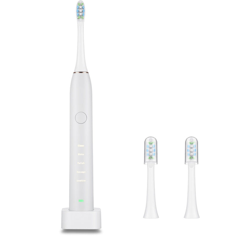 Sonic Electric Toothbrush For Adults Magnetic Charging Waterproof IPX7 Replacement Heads Set Beauty & Personal Care White - DailySale