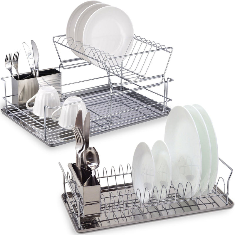 Space Saving Stainless Steel Chrome Dish Rack - Assorted Styles Kitchen Essentials - DailySale