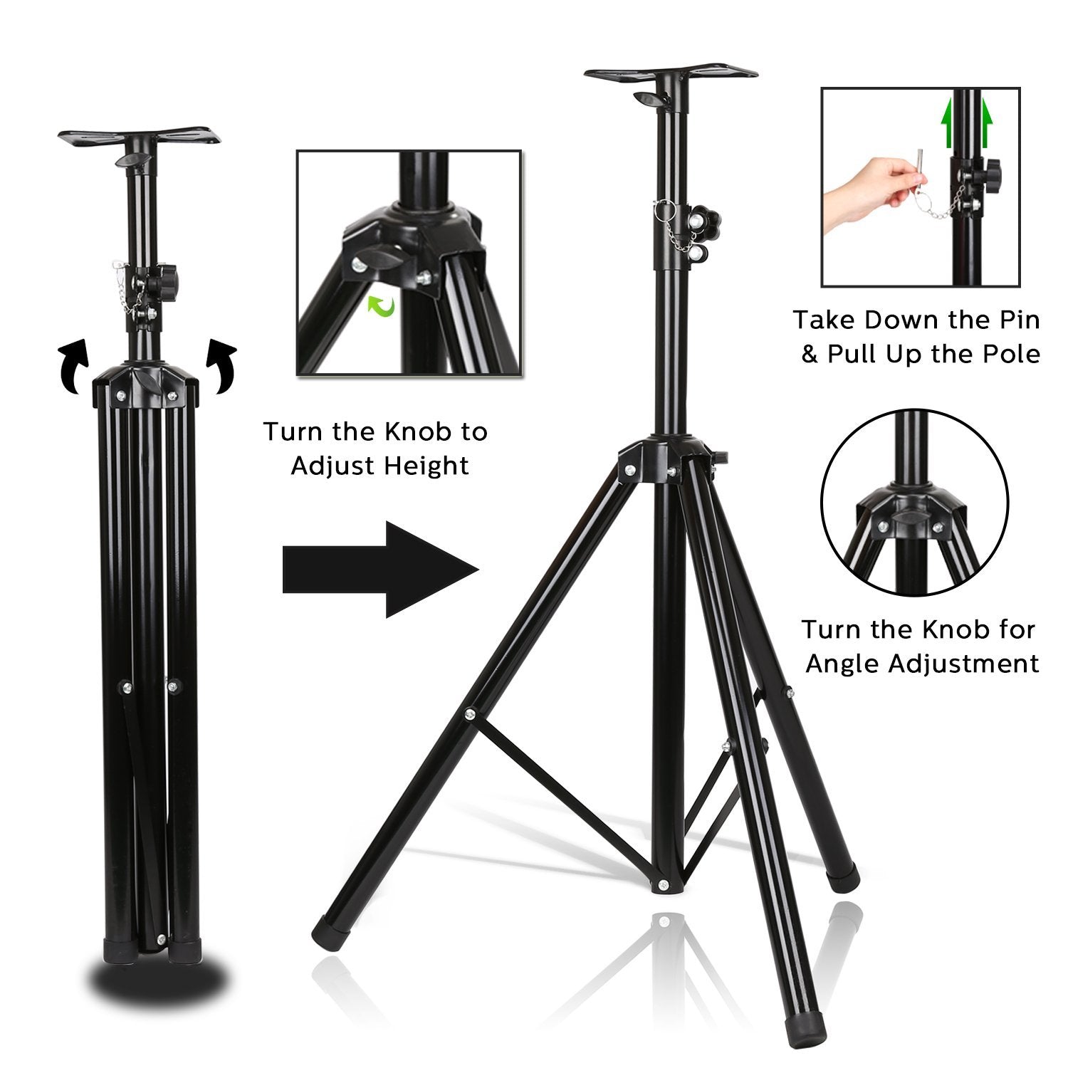 Speaker Tripod Stand Adjustable Height Heavy Duty Holder Headphones & Audio - DailySale