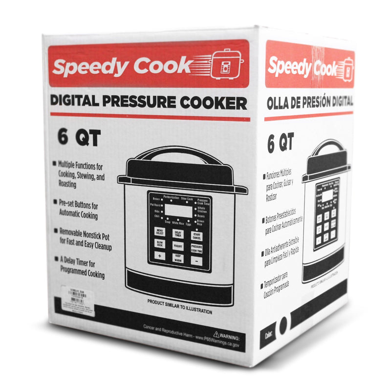 Speedy Cook SC6BLKC 6-Quart Stainless Steel Pressure Cooker Kitchen & Dining - DailySale