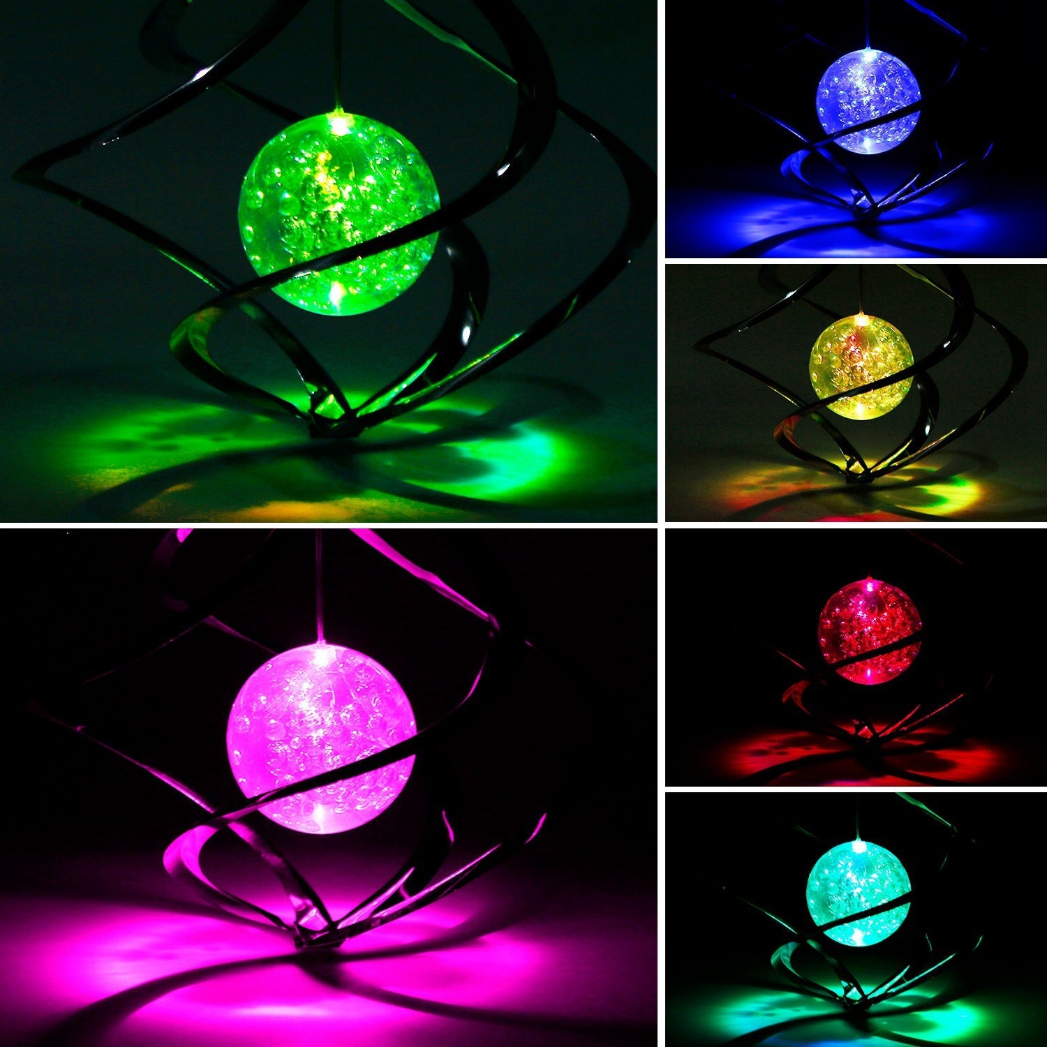 Spiral Spinner Solar Lights Wind Chime LED Outdoor Lighting - DailySale