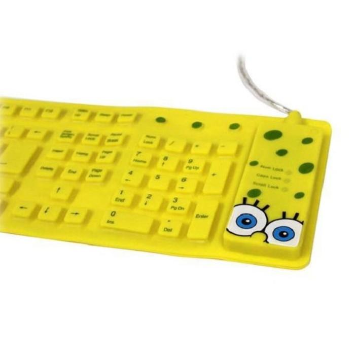 SpongeBob Yellow USB Wired Roll-up Keyboard Gadgets & Accessories - DailySale