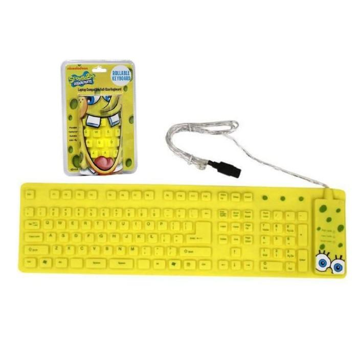 SpongeBob Yellow USB Wired Roll-up Keyboard Gadgets & Accessories - DailySale