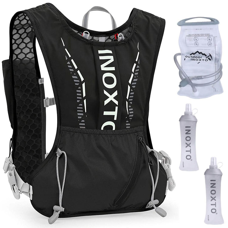 Sport Hydration Vest Running Backpack with 15oz, 50oz Water Bladder Sports & Outdoors Black - DailySale