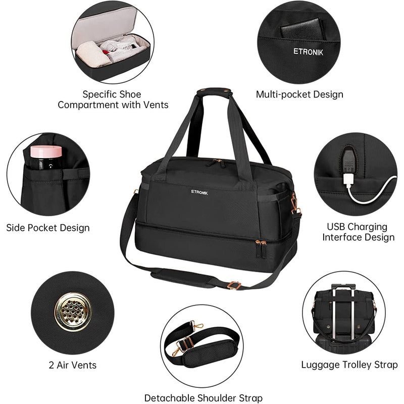 Sports Travel Duffel Bag with USB Charging Port