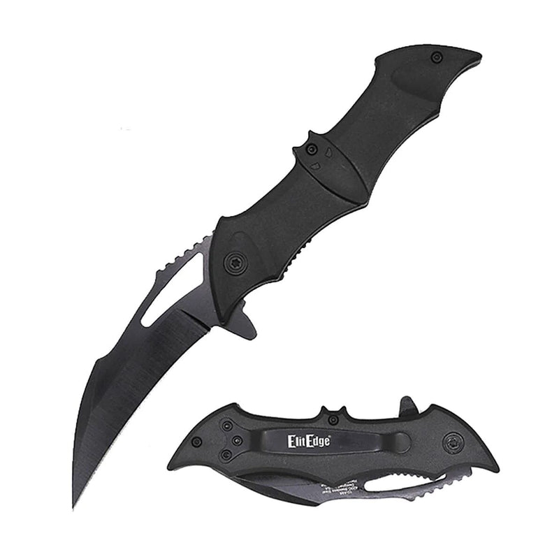 Spring Assisted Bat Knife with ABS Handle Tactical Black - DailySale
