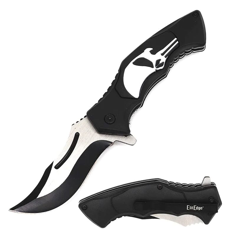 Spring Assisted Punisher Skull Knife Tactical - DailySale