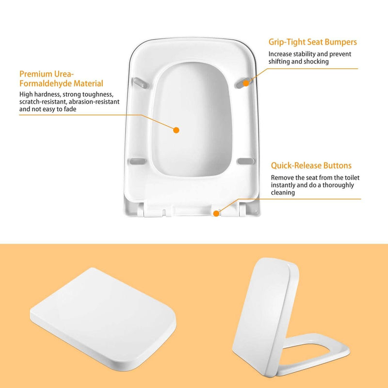 Square Toilet Seat with Grip-Tight Seat Bumpers Bath - DailySale