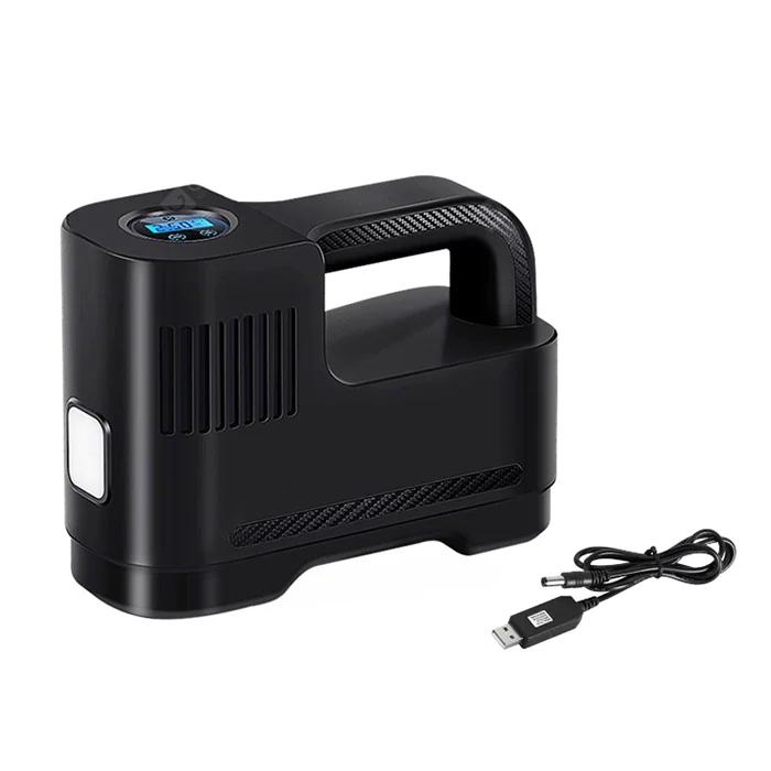 Front-angled view of ST-217C Portable Car Electric Tire Multi-function 12V Air Pump with USB connector
