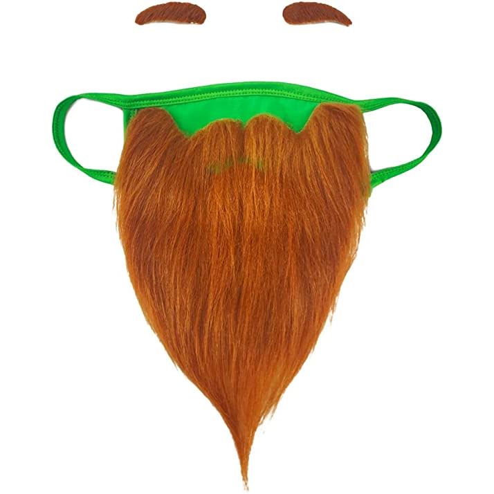 St. Patrick's Day Beard Face Mask and Green Hat Leprechaun Costume for Adults Holiday Decor & Apparel - DailySale
