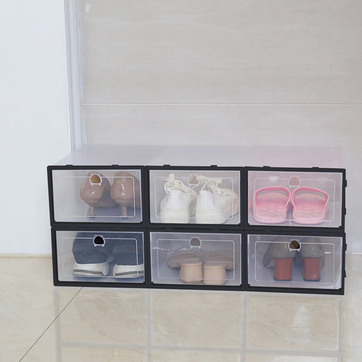 Stackable Shoe Storage Bin Transparent Dustproof Closet & Storage - DailySale