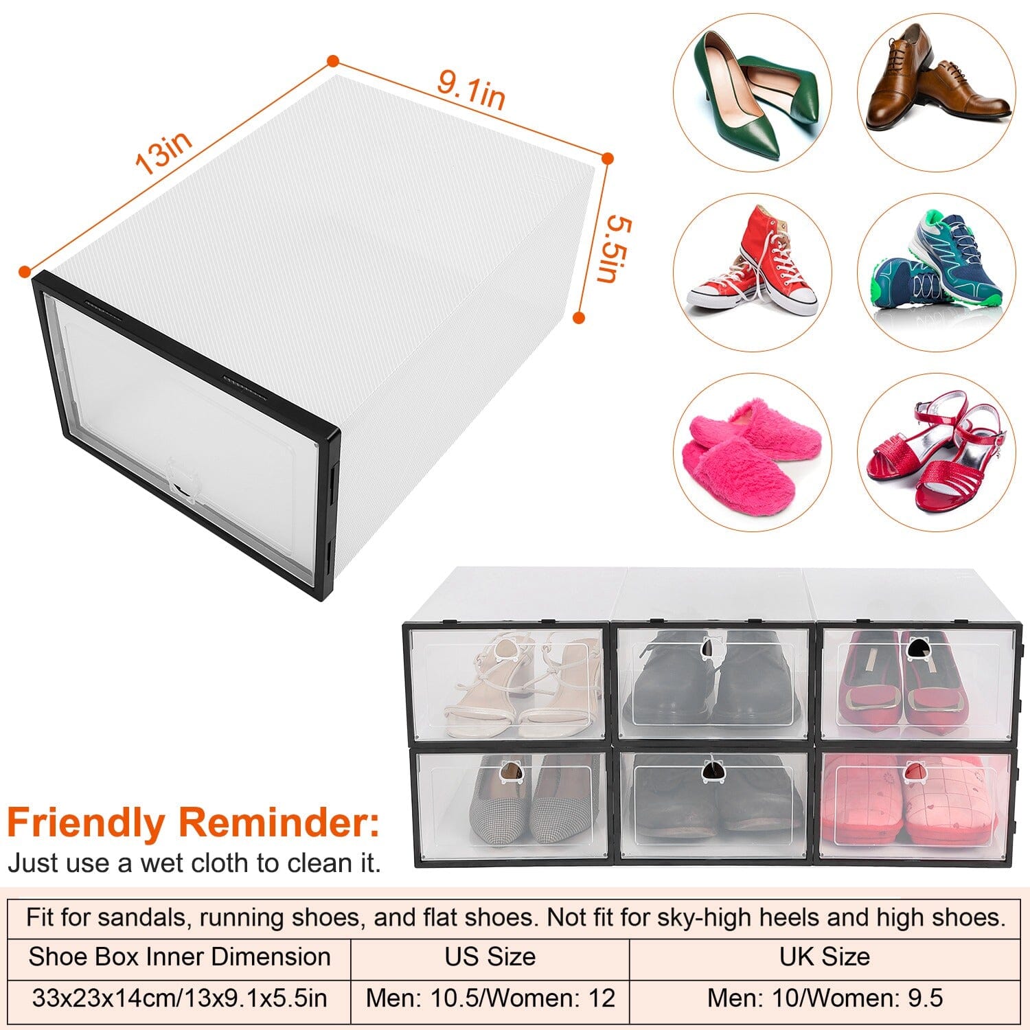 Stackable Shoe Storage Bin Transparent Dustproof Closet & Storage - DailySale