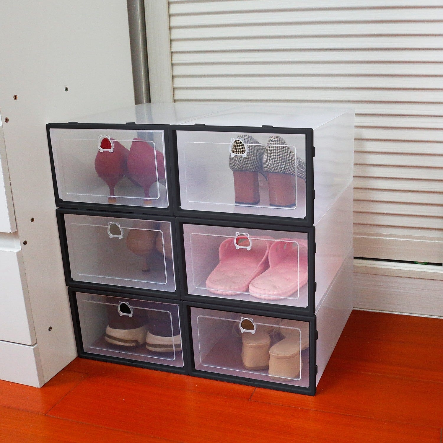 Stackable Shoe Storage Bin Transparent Dustproof Closet & Storage - DailySale