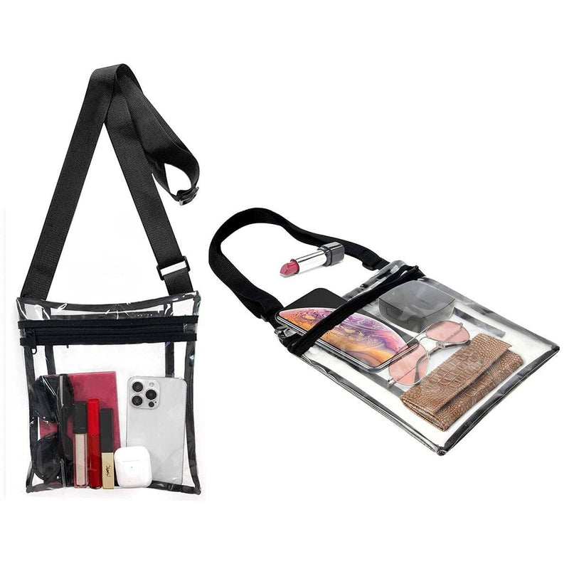 Stadium Approved Clear Crossbody Bag Purse with Adjustable Strap Bags & Travel Black - DailySale