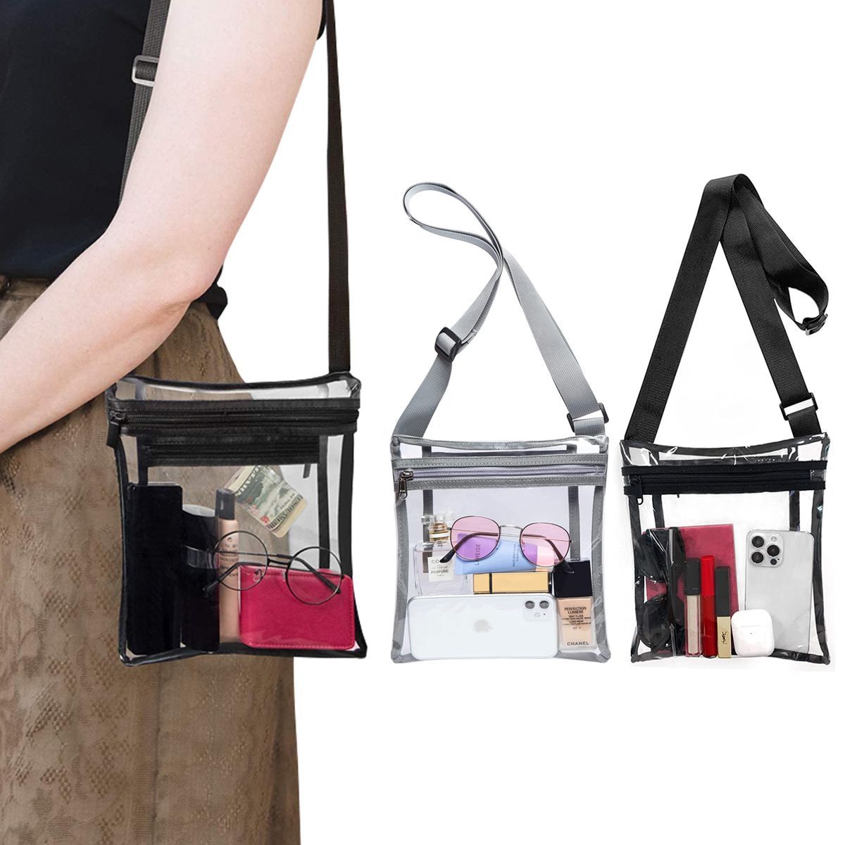 Stadium Approved Clear Crossbody Bag Purse with Adjustable Strap Bags & Travel - DailySale