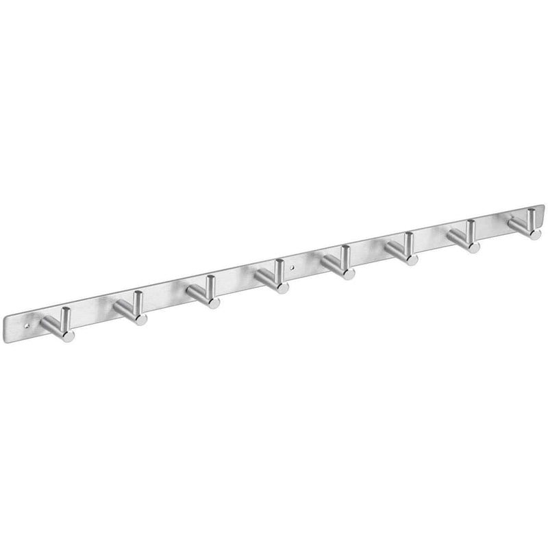 Stainless Steel 24" Wall Mounted Rack with 8 Hooks - Silver Kitchen Storage - DailySale