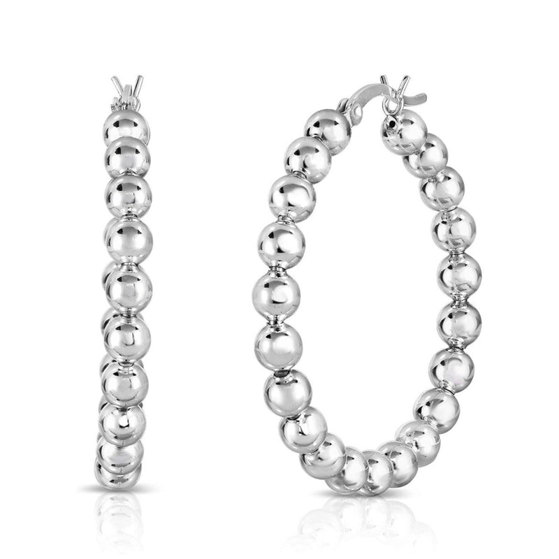 Stainless Steel Bead Ball Hoop Earrings Jewelry - DailySale