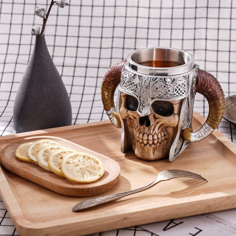 Stainless Steel Double Handle Horn Skull Beer Cup Kitchen & Dining - DailySale