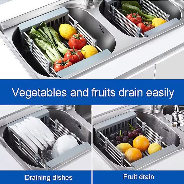 Stainless Steel Frame Drain Basket Telescopic Sink Frame Kitchen Tools & Gadgets - DailySale