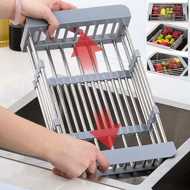 Stainless Steel Frame Drain Basket Telescopic Sink Frame Kitchen Tools & Gadgets - DailySale