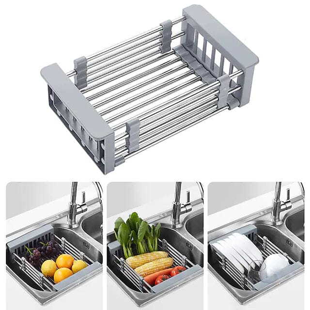 Stainless Steel Frame Drain Basket Telescopic Sink Frame Kitchen Tools & Gadgets - DailySale