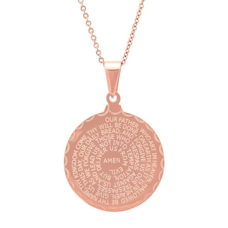 Stainless Steel Lord's and Serenity Prayer Pendant for Women Jewelry Rose Gold - DailySale