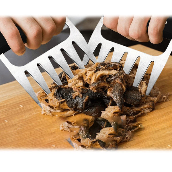 Stainless Steel Meat-Shredding Claws with Wooden Handle Kitchen & Dining - DailySale