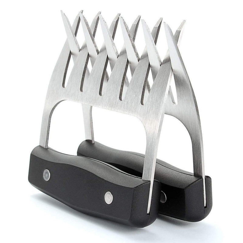 Stainless Steel Meat-Shredding Claws with Wooden Handle Kitchen Essentials Black - DailySale