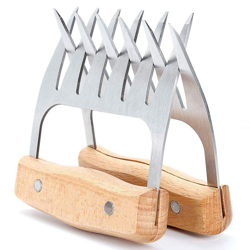 Stainless Steel Meat-Shredding Claws with Wooden Handle Kitchen Essentials Brown - DailySale