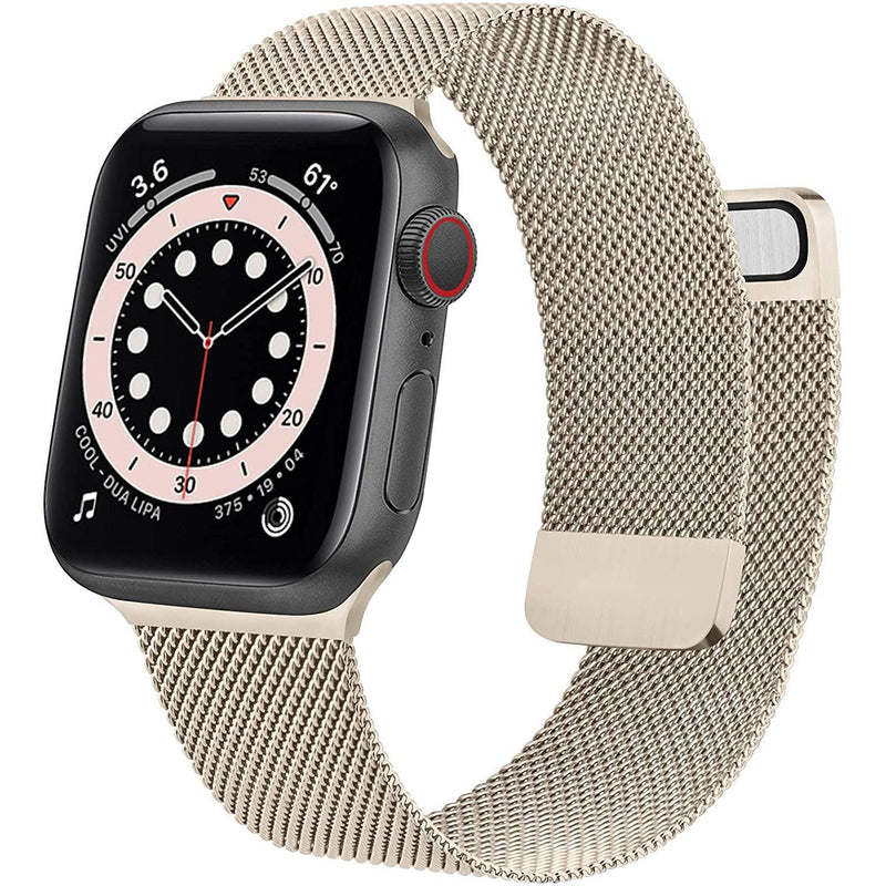 Stainless Steel Mesh Strap Replacement for iWatch Series 6 5 4 3 2 1 SE Smart Watches Champagne 38mm/40mm - DailySale