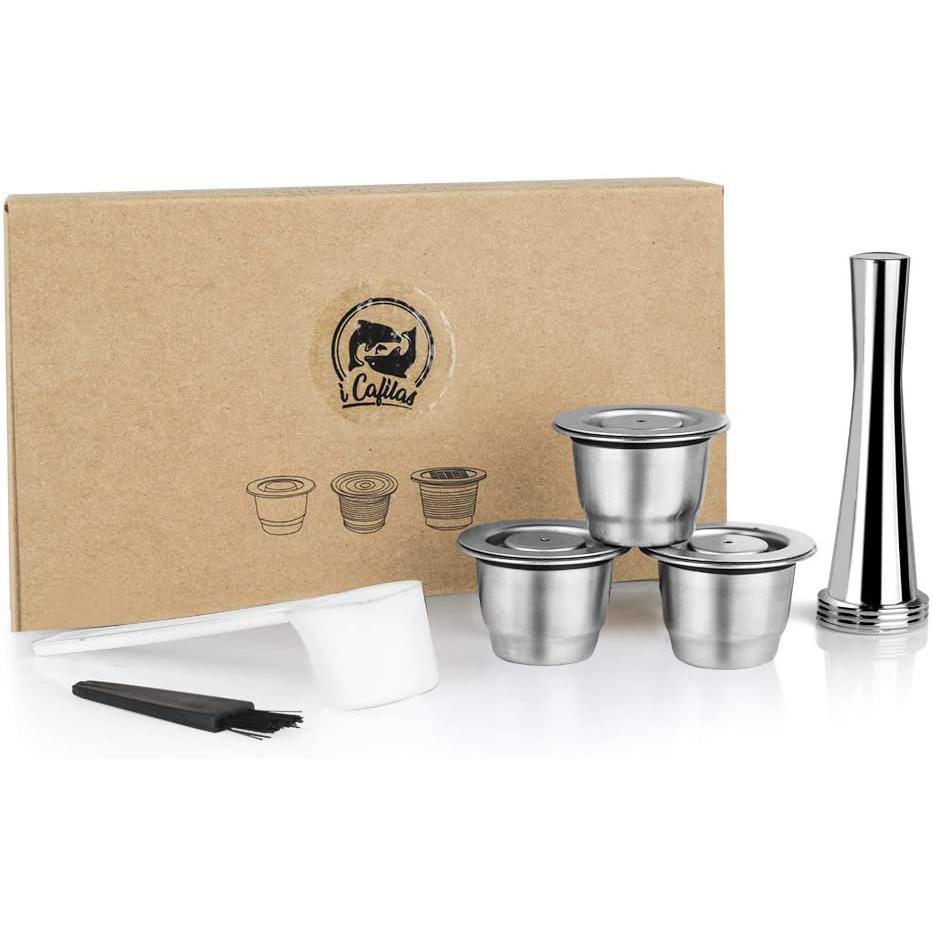 Stainless Steel Refillable Coffee Espresso Capsules Kitchen & Dining 3 Capsules+1 Tamper - DailySale